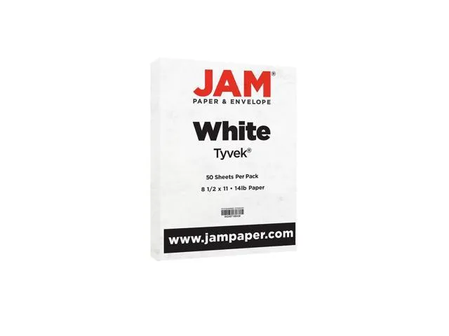 JAM Paper Tyvek Tear-Proof Paper 8.5' x 11' 14 lbs. White 50 Sheets/Pack