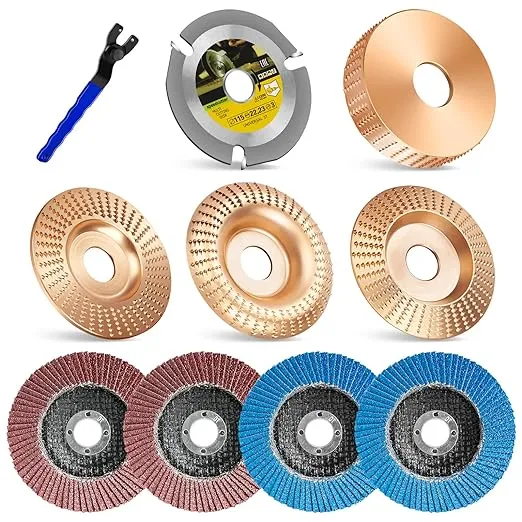 [Upgraded] AxPower 10 PCS Wood Carving Disc Set for 4" or 4 1/2" Angle Grinder ...