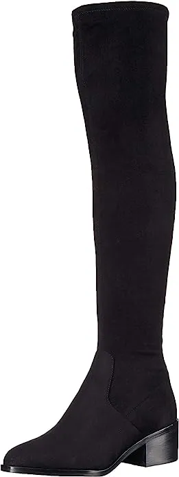 Steve Madden Black Suede Like Georgette Over the Knee Boot, Women&#x27;s Size 5.5