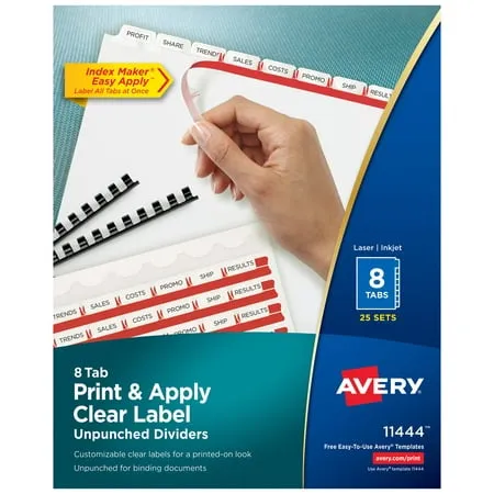 Avery Print and Apply Index Maker Clear Label Unpunched Dividers