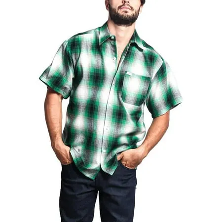 G-Style USA Men s Western Casual Plaid Short Sleeve Button Down Shirt Y2000S - Green - 3X-Large