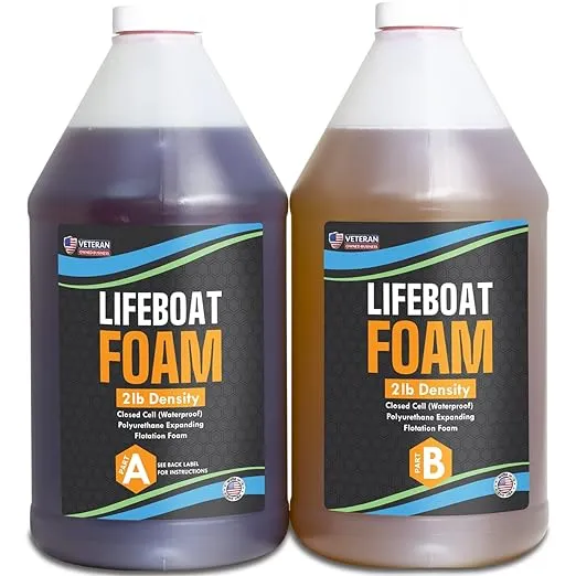 Lifeboat Urethane Pour Foam - 2lb Density - 1 Gallon Kit 2-Part Closed Cell Rigid Pour Foam - Fast-Acting Formula - Great for Boat Buoyancy, Flotation, Filling, Soundproofing, & Insulation