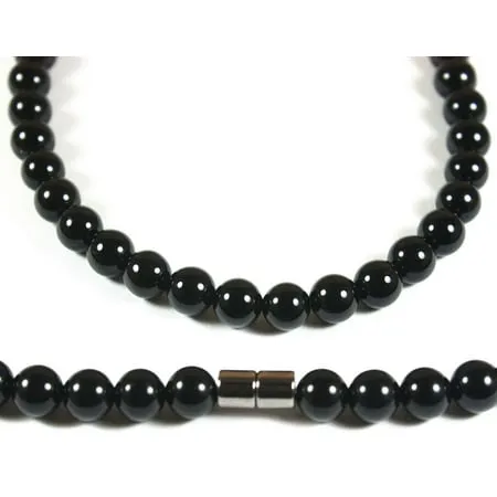 Auras by Osiris | Handmade Black Onyx Crystal Mens Necklace - Grounding Genuine Gemstone Beaded Mala | Willpower Protection Prosperity Choker - Jewelry Gift for Mens Womens Girls