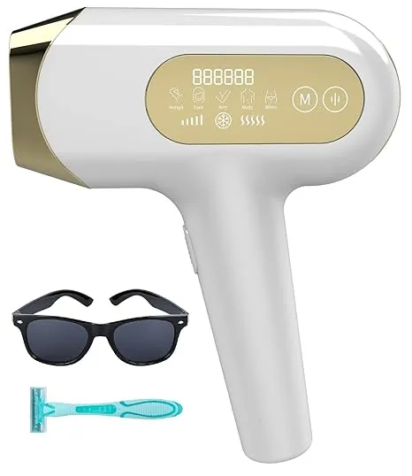 IPL Laser Hair Removal Device Technology Permanent Painless Remover for Women Man Professional Light Epilator Face Full Body,At Home Use Armpits, Back, Armas, Legs，Bikini Line (White)