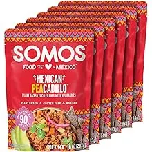 SOMOS Mexican Peacadillo Plant Based Taco Filling, 10 oz Pouch (Pack of 6), Gluten Free, Non-GMO, Vegan, Microwavable Meals Ready to Eat