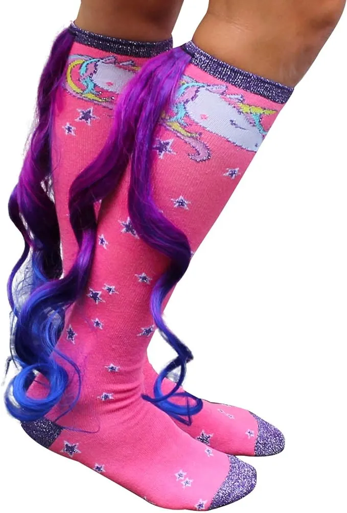 Magical Unicorn Socks with Ombre Tail - Novelty Socks for Women - Pink, Purple