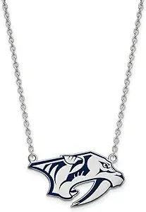 LogoArt Nashville Predators Sterling Silver Large Enamel Logo Pendant Necklace