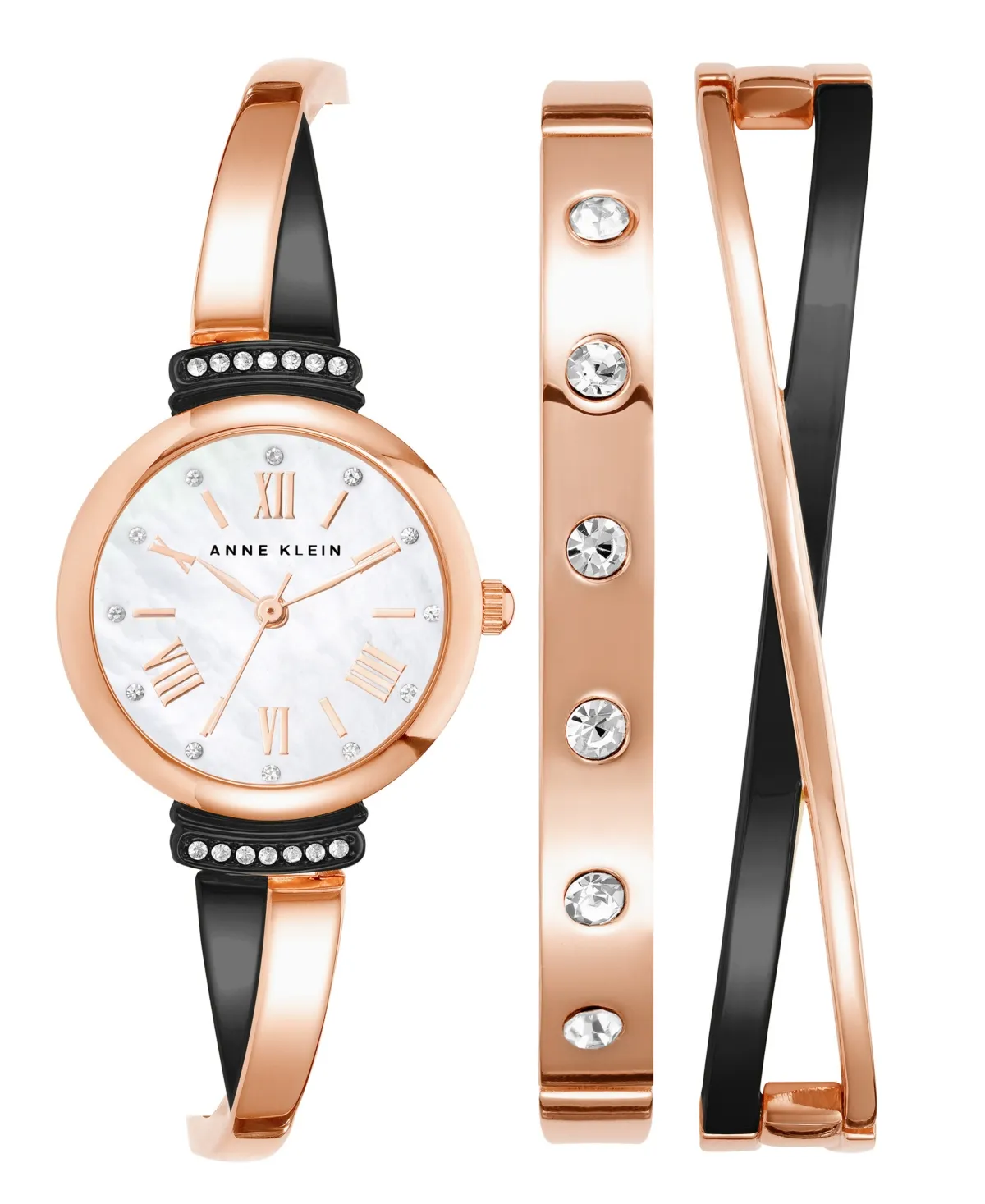 Anne Klein Women's Premium Crystal Accented Bangle Watch Set