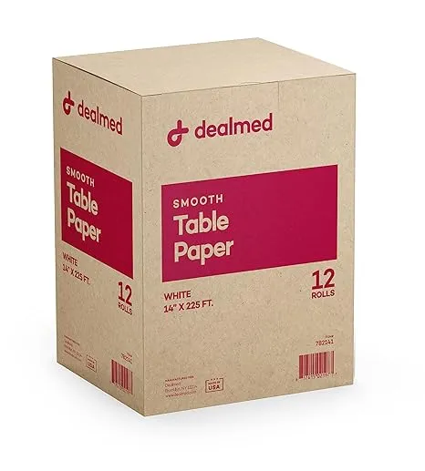 Dealmed 782141 Table Paper Exam, Smooth, 14" x 225', 1 Roll, 12/cs, 12