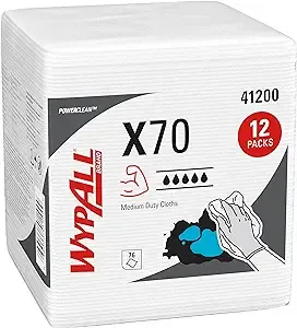 WypAll® PowerClean™ X70 Medium Duty Cloths (41200), Quarterfold, Long Lasting Towels, White (76 Sheets/Pack, 12 Packs/Case, 912 Sheets/Case)