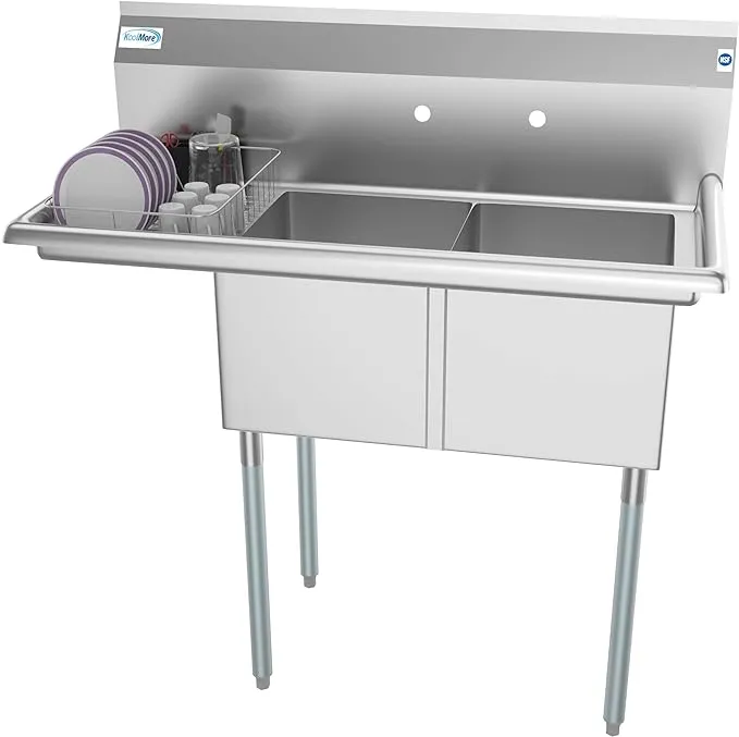 KoolMore SB141611-12L3 2 Compartment Stainless Steel Commercial Kitchen Prep ...