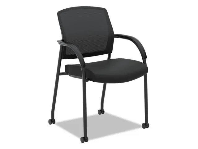 HON Lota Series Mesh Guest Side Chair Black Fabric Black Base 2285VA10