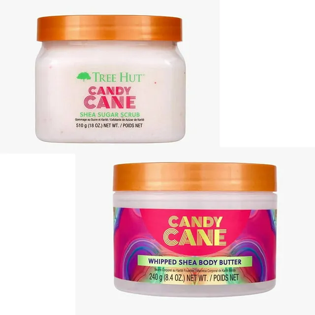 Tree Hut Holiday Candy Cane Shea Sugar Scrub, 18 oz (Set of 2)