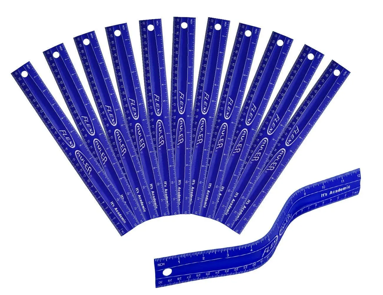  BLUE ULTIMATE FLEXI RULER  Academic 1137  Flexible Ruler  ~ LOT OF 12