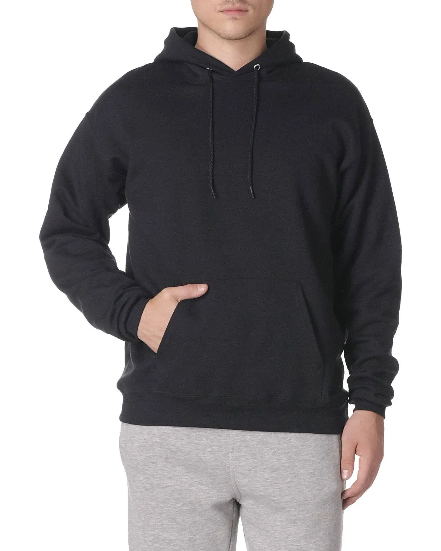 Hanes Mens EcoSmart Print Pro XP Pill Resistant Hooded Sweatshirt Hoodie - Black