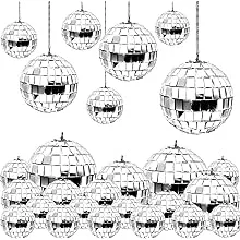 24 Pcs Mirror Disco Ball Hanging Silver Glass Disco Ball Decor Disco Party De...