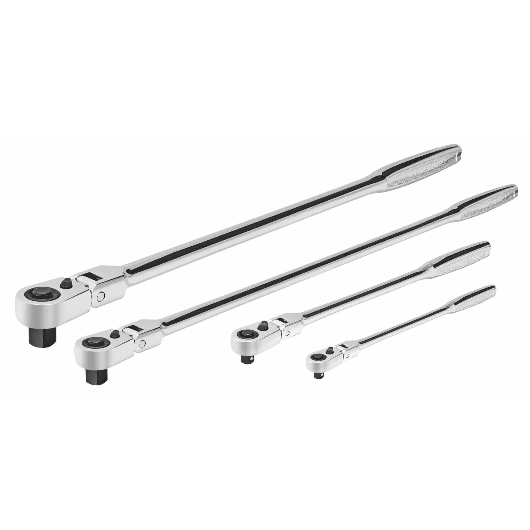 Powerbuilt 4 Piece 72 Tooth Pro Tech Long Reach Flex Head Ratchet Set with Contour Handles - 240238