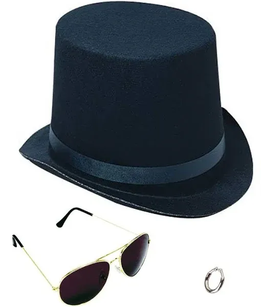 Lip Ring Top Hat And Aviator Sunglasses The Slash Bundle Costume Accessories