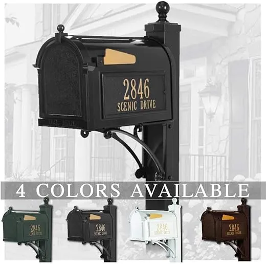 Whitehall™ Personalized Whitehall Capitol Mailbox With Side Address Plaques and Post Package (4 Colors Available)