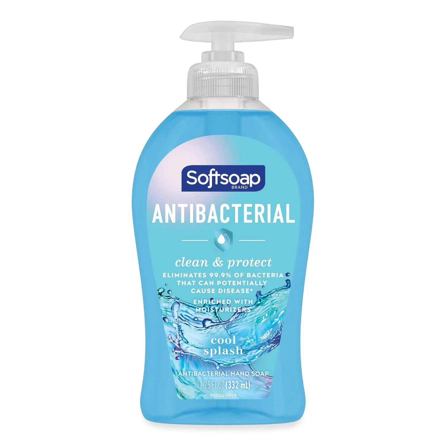 Softsoap Antibacterial Hand Soap, Cool Splash, 11.25 oz Pump Bottle, 6/Carton