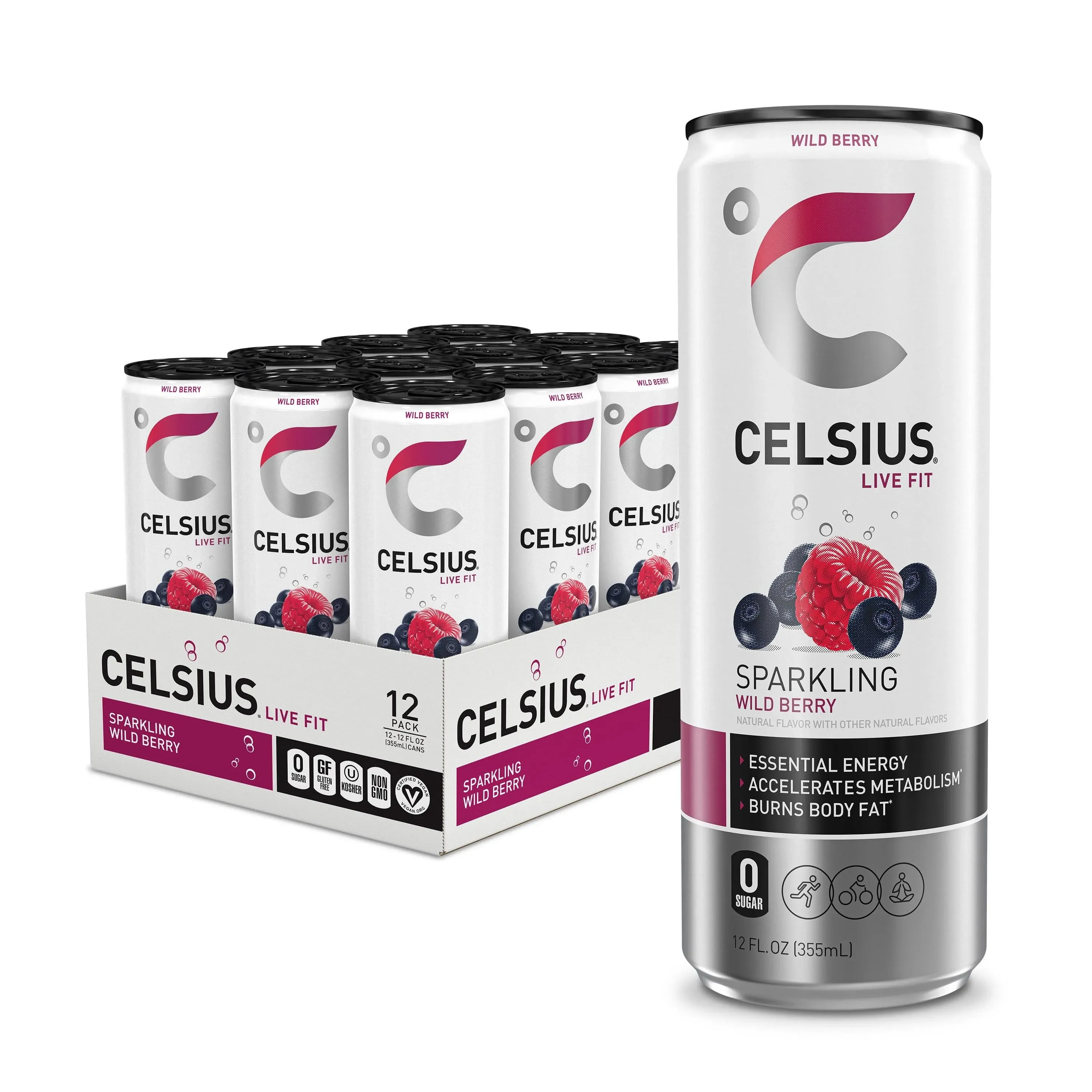 Celsius Energy Drink, Fuji Apple Pear, Sparkling, 12 Pack