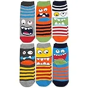 Jefferies Socks Children's Monster Face Crew Socks (6 Pair Pack)