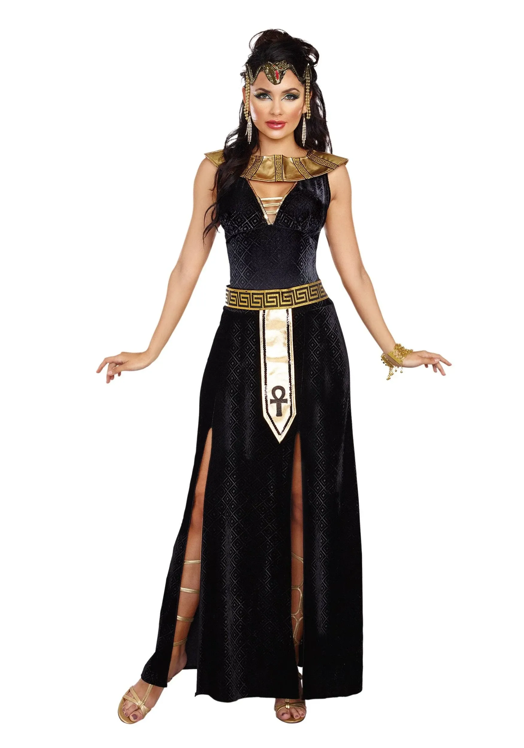 Exquisite Cleopatra Black Queen of The Nile Goddess Dress Women&#039;s Costume MEDIUM