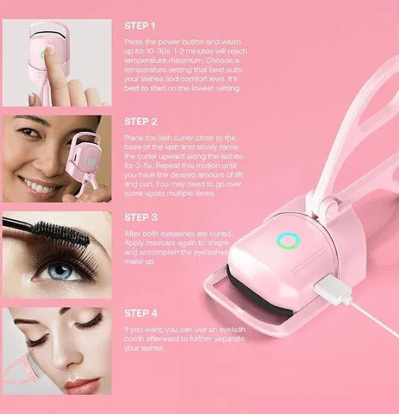 Heated Eyelash Curlers, Heated Eyelash Curler, Eyelash Curlers, Rechargeable ...