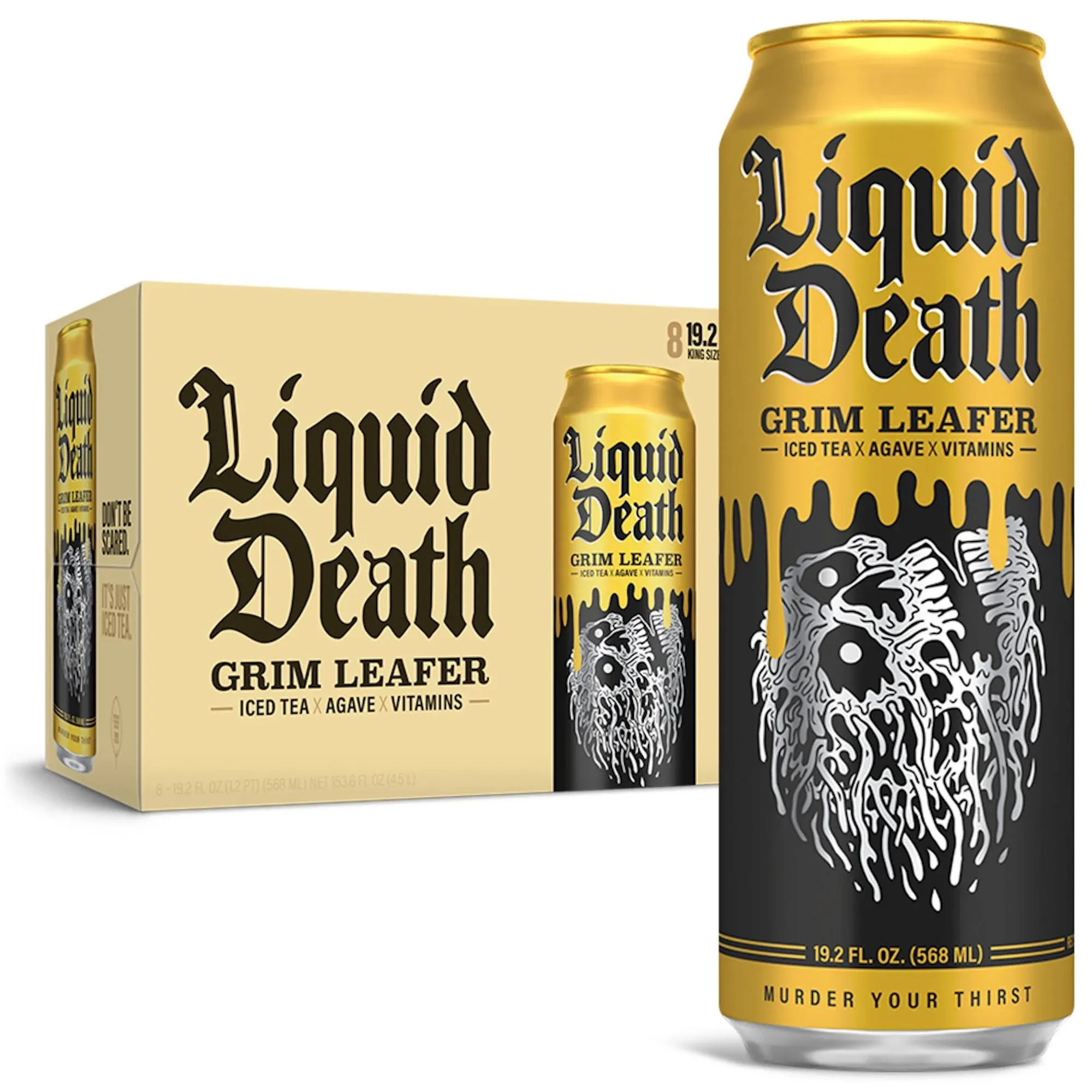 Liquid Death Iced Black Tea - Grim Leafer (Sweet Tea) Flavor - 19.2 Oz King Size