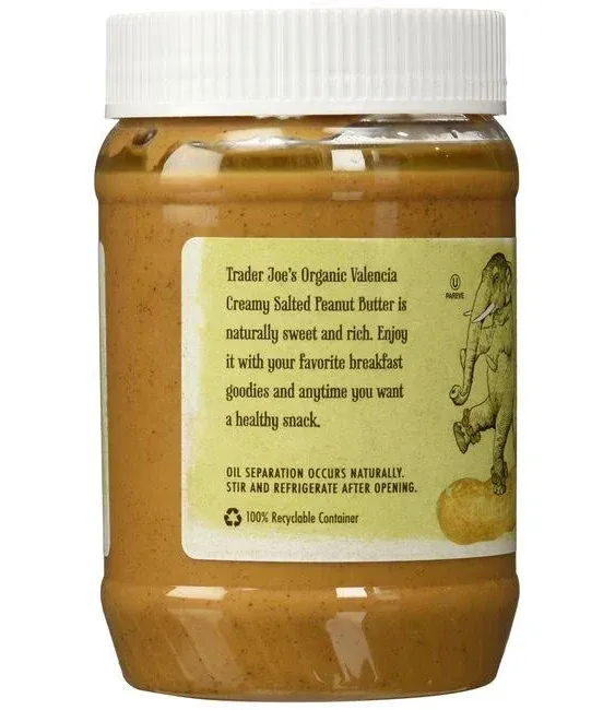 "Trader Joe's Organic Peanut Butter Creamy and Salted, 1 lb"