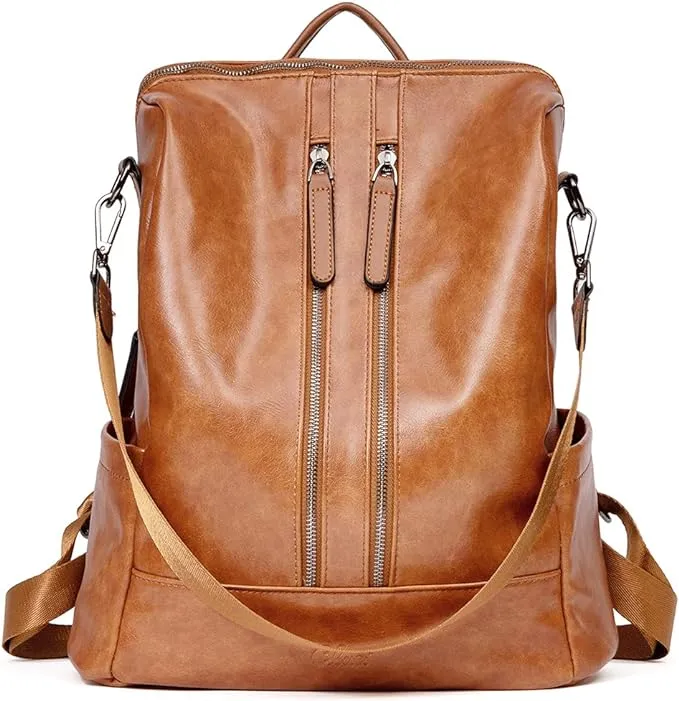 \U0001d17aWOMEN&#x27;S Mare Backpack Leather Fashion Oil Wax Brown