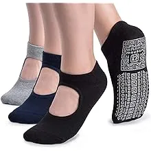 Women's Non Slip Grip Yoga Socks with Cushion