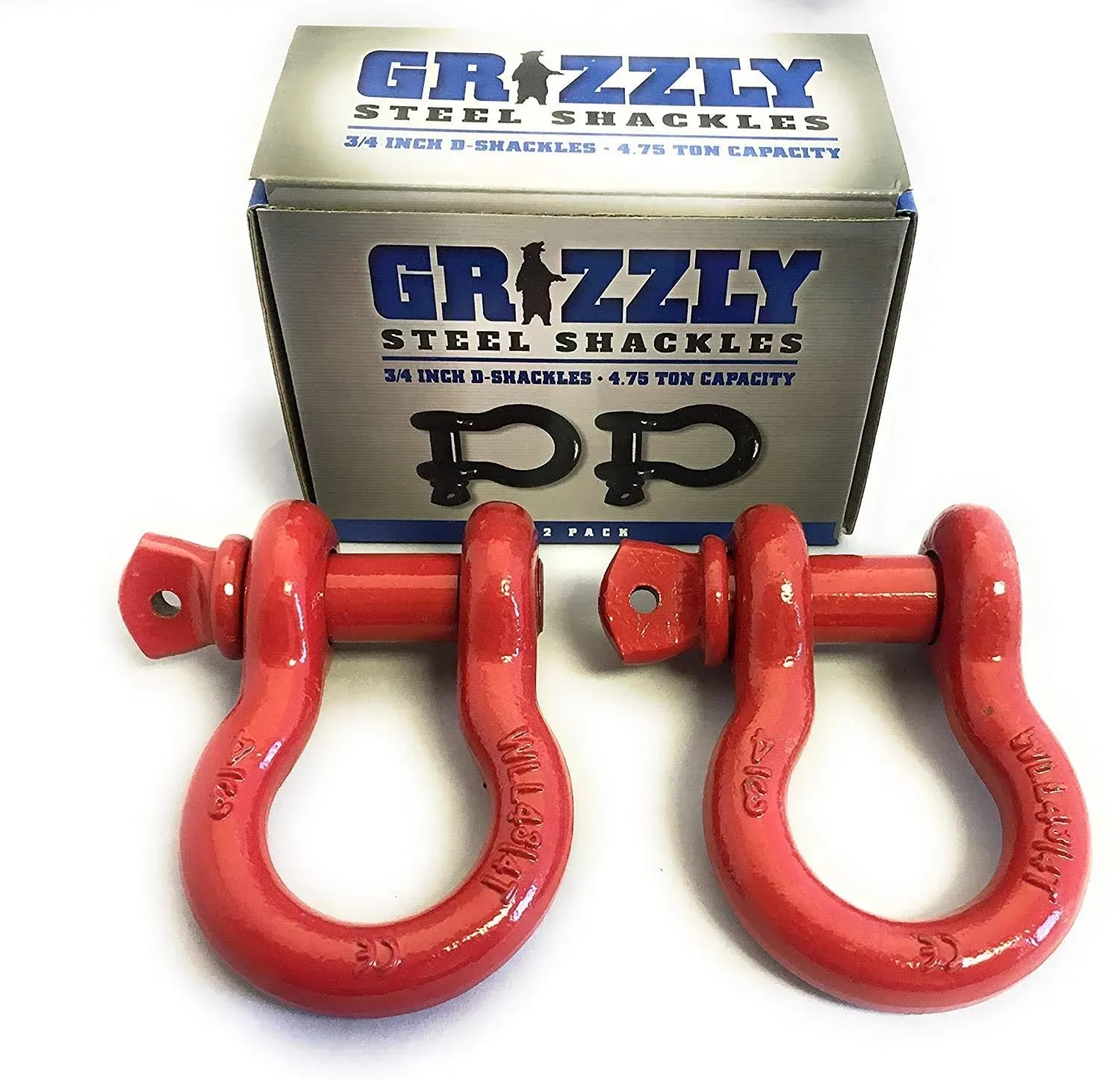 2 Pack- D Ring Shackles 3/4 inch – Red – Heavy Duty Forged Steel with 4.75 Ton ...