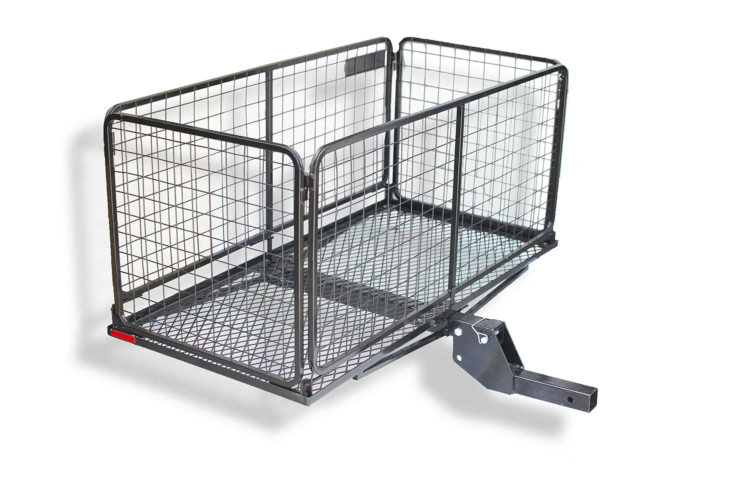 Cargo Carrier Hitch Basket, 14 cu ft, Durable / Reliable, 4" Raised Shank, One-Piece Welded Galvanized Frames, Folds Flat, and Up to the Back of the Vehicle