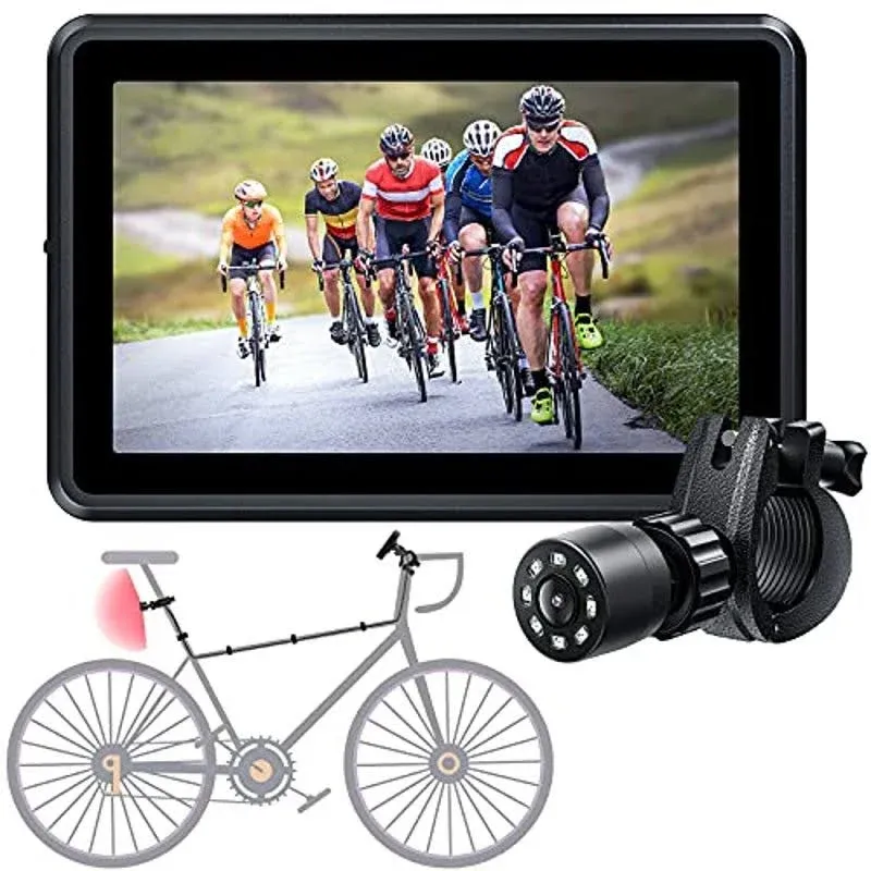 Handlebar Bike Mirror, Bicycle Rear View Camera with 4.3&#039;&#039; HD, 145° Wide