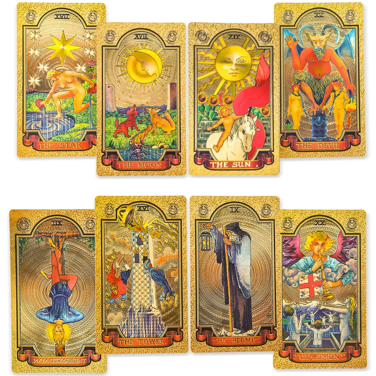 KIINO 78 Gold Foil Tarot Cards with Guide Book Tarot Deck for Beginners and Prof