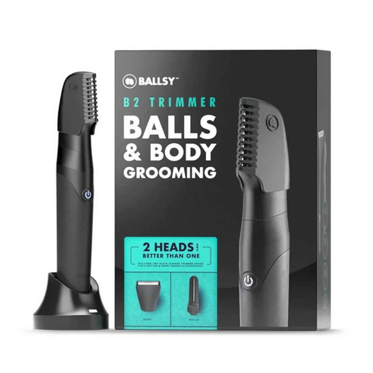 Ballsy B2 Groin & Body Trimmer for Men, Includes 2 Quick Change Heads,