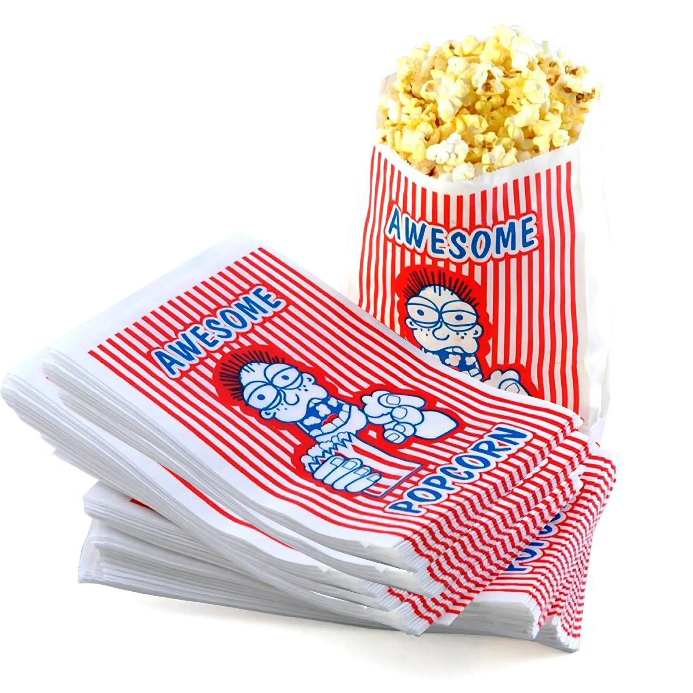 2-Ounce Popcorn Bags – Case of 100 Individual Popcorn Snack Bags – Grease Resistant Coated Paper with Large Opening by Great Northern Popcorn