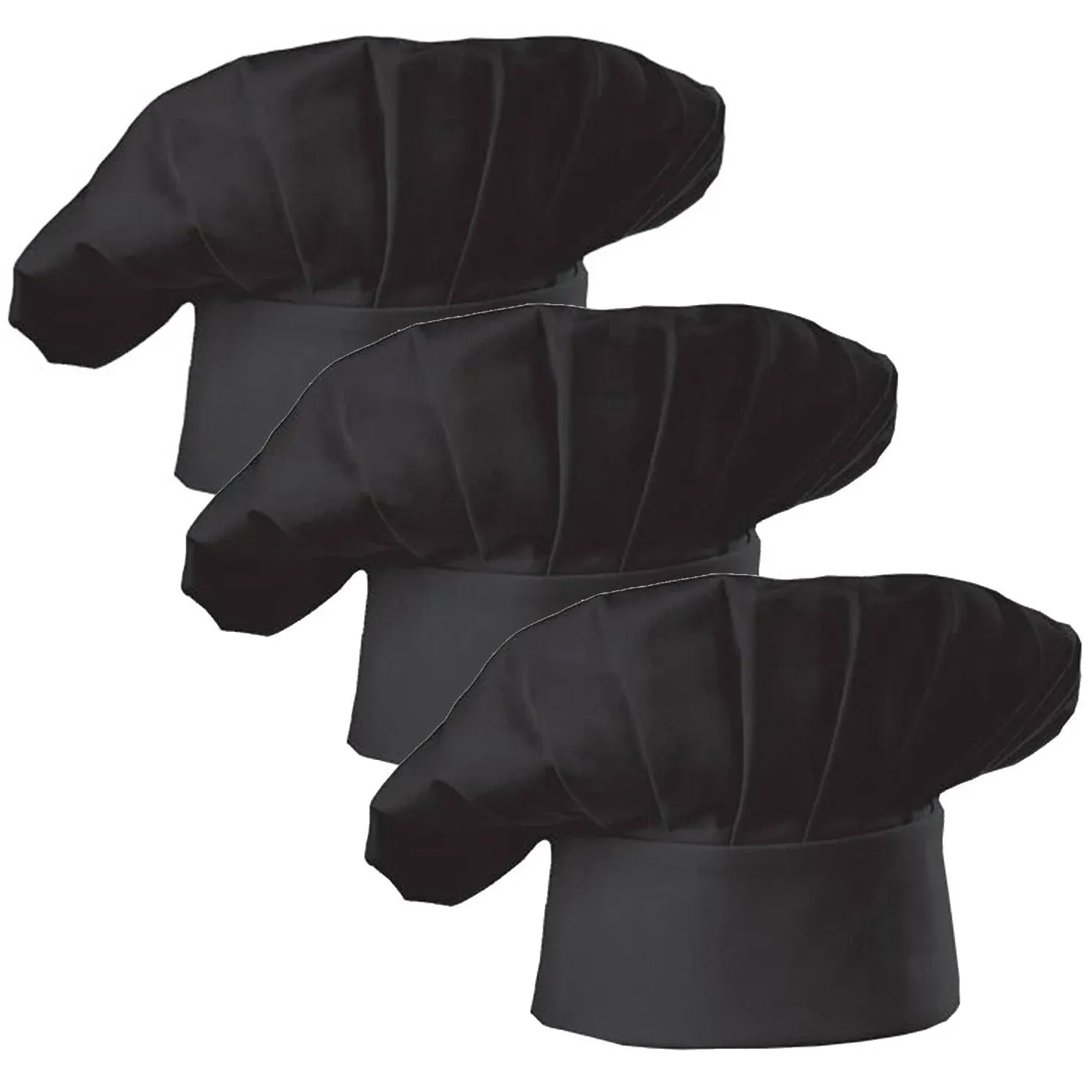 Hyzrz Set of 3 Pack Adult Chef Hat Adult Adjustable Elastic Baker Kitchen Cooking Chef Cap 3 Pieces