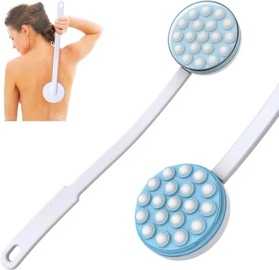 Yiesoum Back Lotion Applicator and Massager by Body Long Handheld self-Handhled Easy Reach for Sunscreen, Cream, Shower Gel on Back, Legs and Feet, Long Shower Bath Brush, Easily Roll-a Dispenser