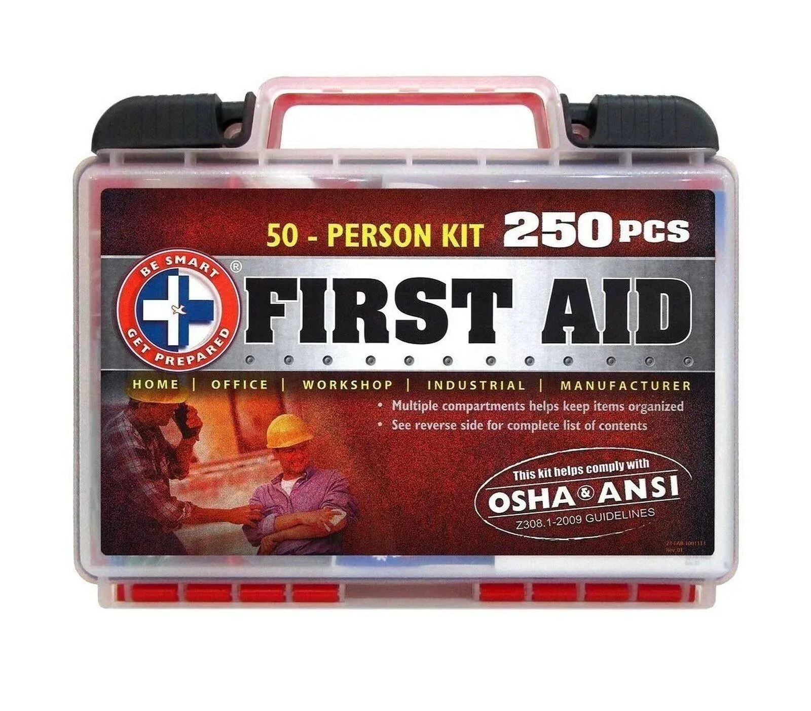 Be Smart Get Prepared First Aid Kit, 250 Piece. Exceeds OSHA ANSI Standards f...