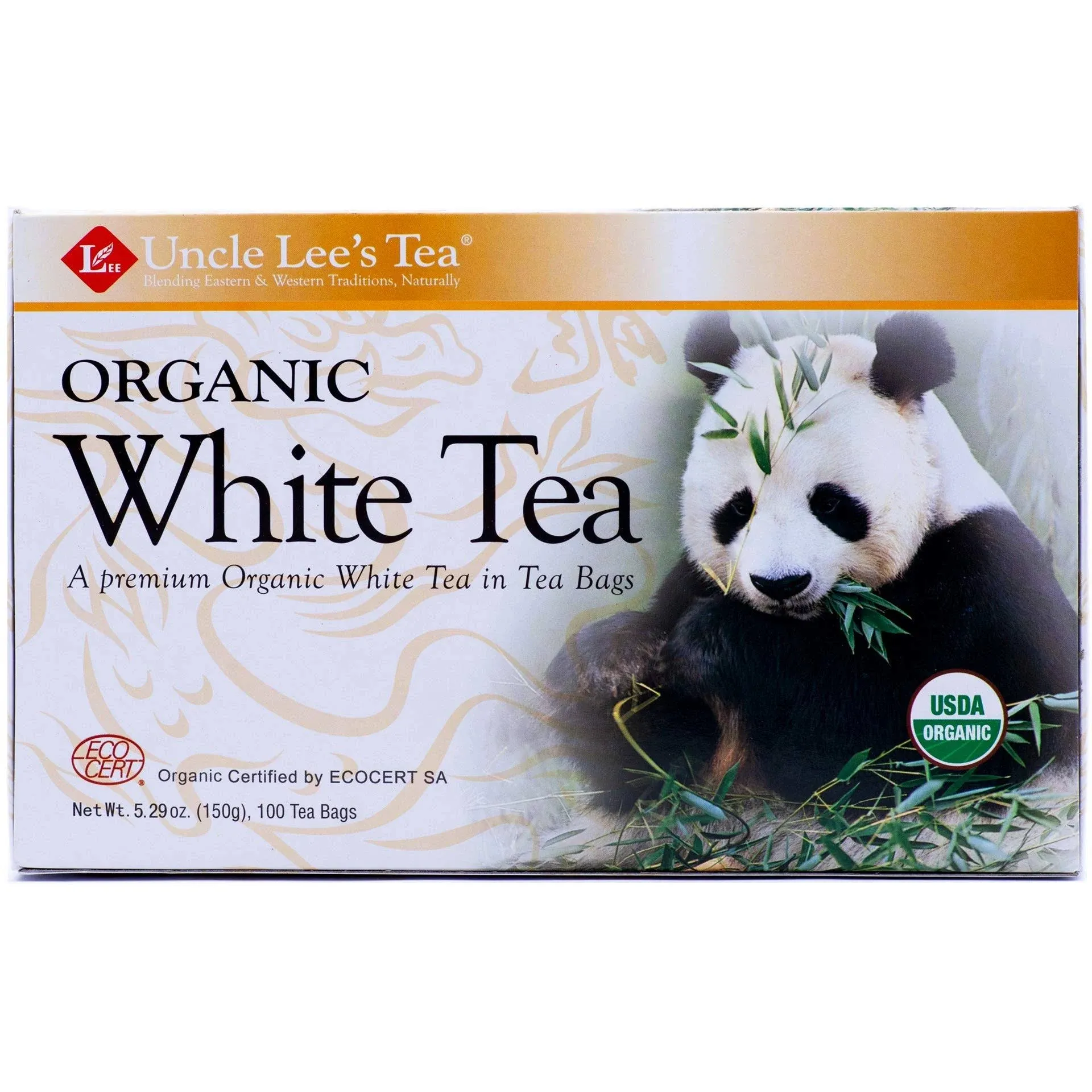 Uncle Lee&#039;s Tea Organic White Tea, Tea Bags, 100-Count Boxes (Pack of 4)