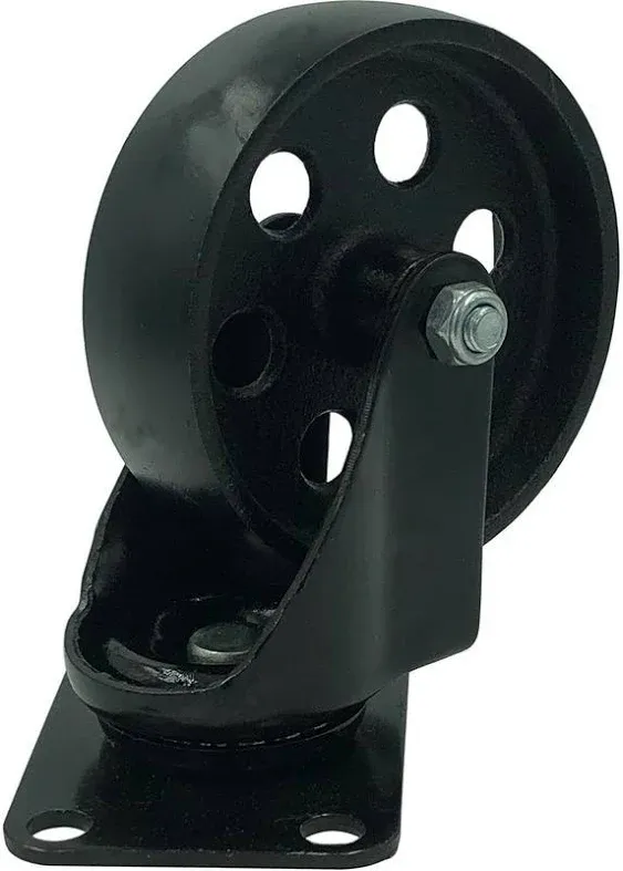 Factorduty 4 All Black Metal Swivel Plate Caster Wheels Heavy Duty High-gauge Steel (4" No BRAKE)