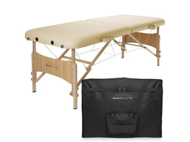 Saloniture Basic Portable Folding Massage Table - Cream