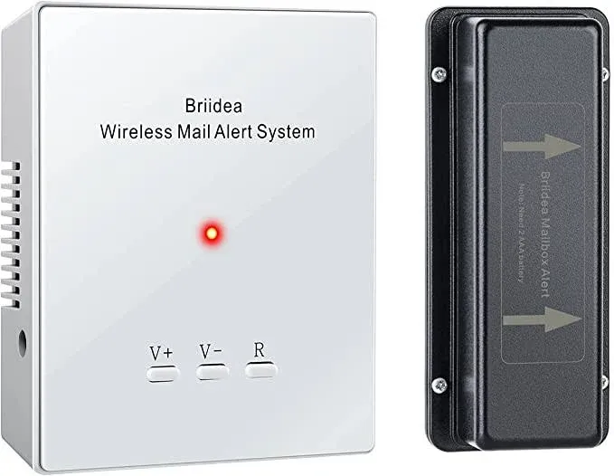 Mailbox Alarm, Briidea 500ft Wireless Mailbox Alert with LED Light Flashing and