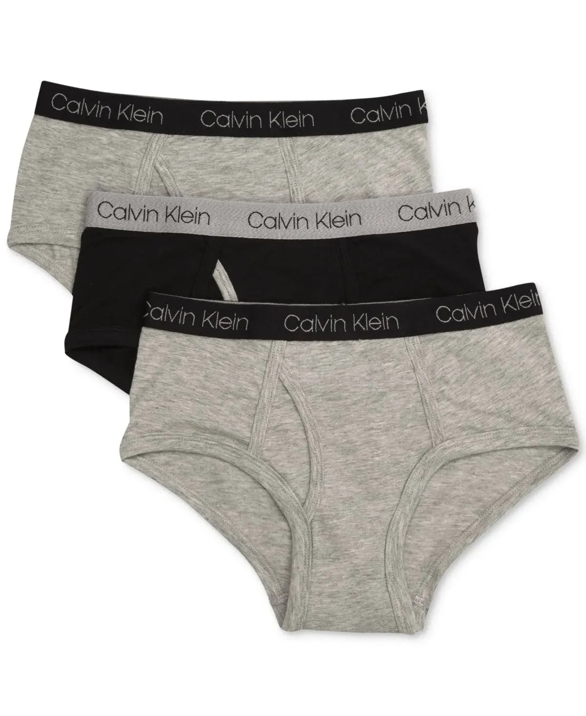 Calvin Klein HEATHER GREY Little Boys &amp; Big Boys 3-Pk. Cotton Briefs, US X-Small