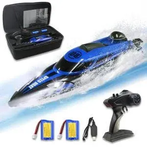 RC Speed Boat for Kids - 20+ MPH Fast Remote Control Boat for Pools Lakes with Portable Storage Pack, 4 Channel 2.4 GHZ and Rechargeable Battery, Summer Outdoor Water Toy Birthday Toys for Boys Teens