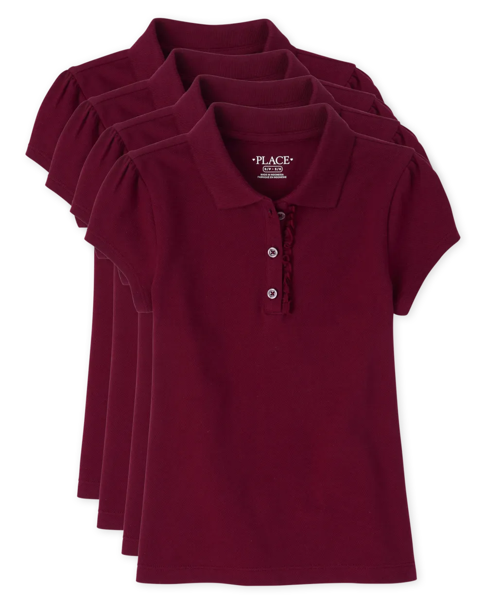 The Children's Place Girls' Multipack Short Sleeve Ruffle Pique Polos