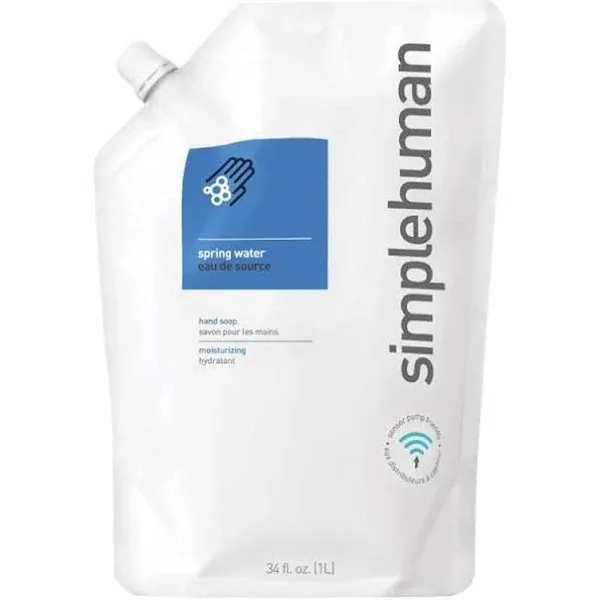 simplehuman CT1021 34 fl. oz. Spring Water Scented Liquid Hand Soap Refill Pouch - 6/Case