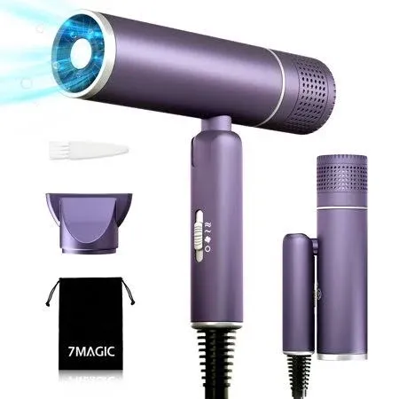 7MAGIC Foldable Hair Dryer, Powerful Ionic Blow Dryer for Fast Drying, Travel...